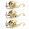 Bonpoly 3 Pack Gold Door Handles, Wave Style Entry Door