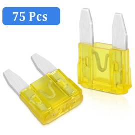 75 Pcs 20Amp Mini Fuse, 20 A Mini Car Blade Automotive Fuses for Car RV Truck SUV Motorcycle Boat