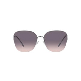 Coach HC7152 Sunglasses, Shiny Silver/Grey Pink Gradient, 60 mm