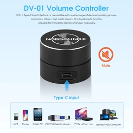 Nobsound USB Volume Control Knob with Mute Function, Compatible with Windows, Mac, Android, iOS, Mini Desktop Audio Controller with Breathing Light (DV-01)