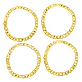 SAFIGLE 4pcs Gold Punk Chain Necklace for Men Oversized Hip-hop Style Jewelry Decorative Male Accessories Statement Bling for Parties and Events