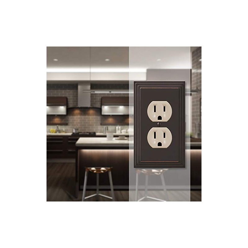 AMERELLE 84DVB Steps Single Duplex Cast Metal Wallplate in Aged