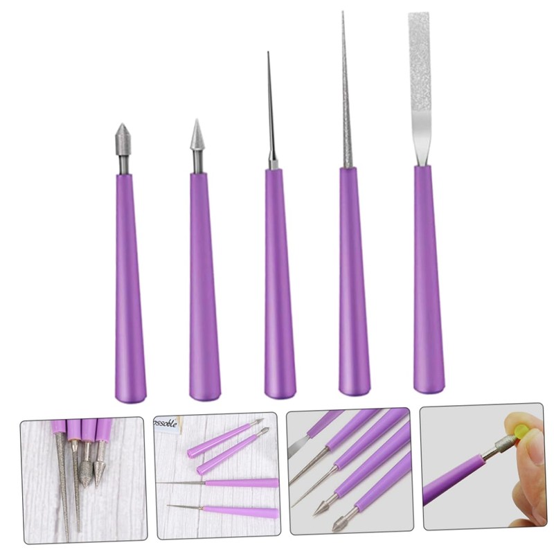 LALAFINA 5pcs Beading Tools Set Diamond File Bead Reamer Kit