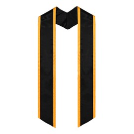 SAMDEEMI Adult Plain Graduation Honor Stole Sash Angled End With Trim 72" Long, black and gold trim