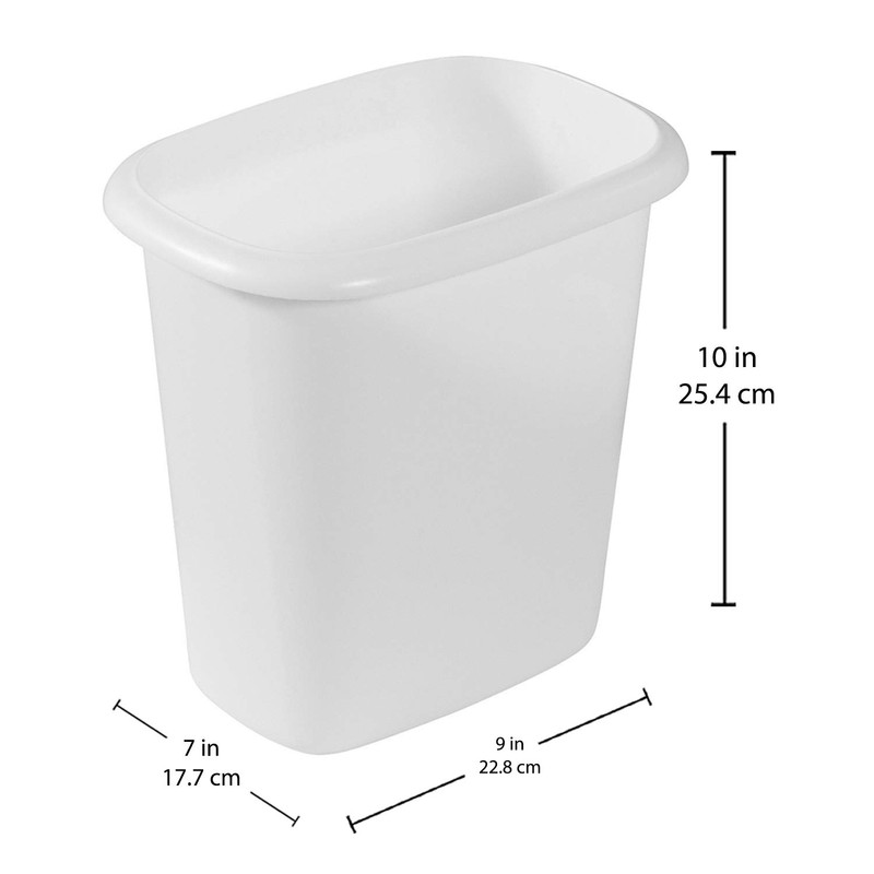 Rubbermaid Vanity Trash Can/Wastebasket, 1.5-Gallons/6-Quarts, White, for Under Counter/Kitchen/Office/Bedroom/Bathroom