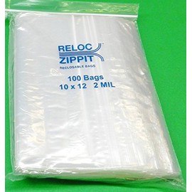 Ziplock Bags Large 10" X 12" Clear 2 Mil Zip Reclosable 300 Bags Zippit Reloc (RBA 5.4)
