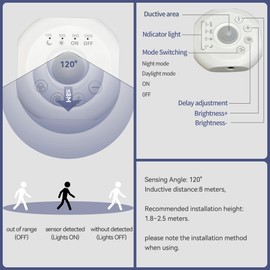 Clearhill 5V USB Motion Sensor Dimmer 320LED Strip Lights,Day or Night 2 Lighting Modes,Time-delay and Brightness Adjustable,6.56FT/2M,Warm White 3000K,8mm Width,for Closet,Kitchen