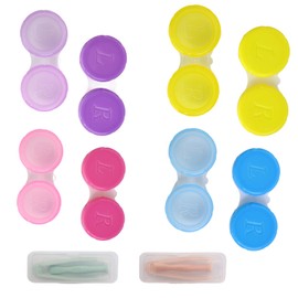 10 Stück Kontaktlinsenbehälter Set - Bunt Kontaktlinsendose Linsenbehälter Kontaktlinsen Behälter Tragbarer Auslaufsicherer Reise Kontaktlinsenbehälter Set, inkl. 2 Stück Kontaktlinsen Entferner