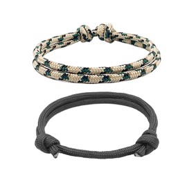 DHSBGWSX 2 Braided Lanyards, Paracord Bracelet, Braided Bracelet, Adjustable Bracelet, Simple and Fashionable Multifunctional Bracelet, Suitable for Camping and Mountaineering, Nylon