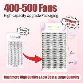 ABONNIE Premade Fans Eyelash Extensions, 400 Fans 6D 8-15mm Mix Promades Eyelash Fans,0.05 Thickness C Curl Premade Lash Fans, Handmade Premade Fans Volume Lash Extensions(Pointy Base 6D 0.05-C 8-15)