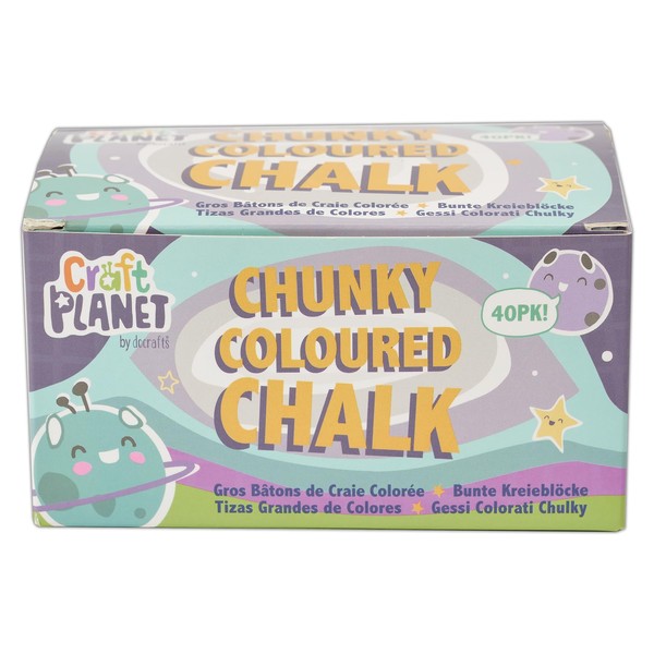 Craft Planet Chunky Chalk, Multicoloured, Pack Of 40, Art &