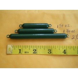 HOME MADE 30 PCS. PENCIL SINKER 1-1/4, 1-3/4, 2-1/2 OZ. 10 EACH, FOREST GREEN