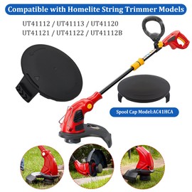 PEHUAP AC41HCA Weed Eater Spool Cap Cover for Homelite Electric String Trimmer UT41110 UT41112 UT41121 UT41120 UT41113 UT41122 UT41112B,Replacement Trimmer Line Spool Cap,Black,2 Pack
