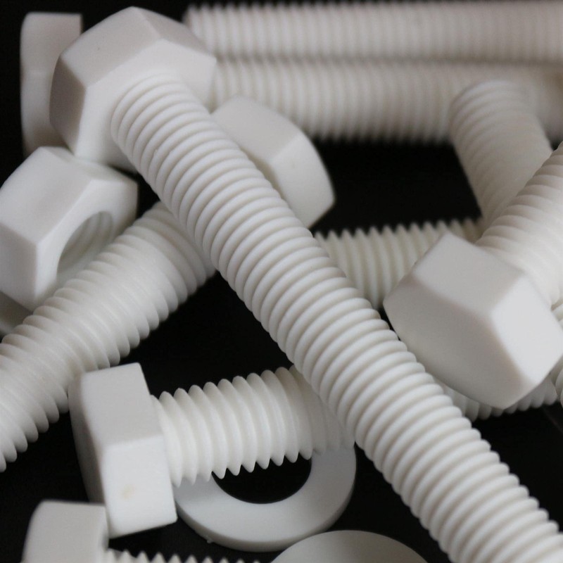 10 x White Hexagon Head Screws Polypropylene (PP) Plastic Nuts,