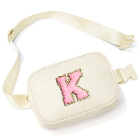 YOOLIFE Crossbody Bag - Initial Belt Bag for Women Fanny Pack Crossbody Bag for Women White Letter Cross Body Bag for Women Everywhere Belt Bag Monogrammed Crossbody Bag K