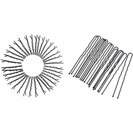 Manodhruva Combo of U Shape Juda Pins and Wavy Bobby Pins, Metal, 5.5 cm Long, 40 pcs U pins and 48 pcs Bobby Pins