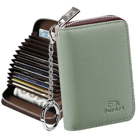 FurArt Zipper Wallet Women RFID Credit Card Holder keychain Wallet | ID Window RFID Blocking Compact Small business 15/16 slots