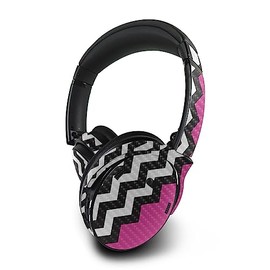 MightySkins Carbon Fiber Skin Compatible with Bose QuietComfort 45 Headphones Hot Pink Chevron | Protective, Durable Textured Carbon Fiber Finish | Easy to Apply