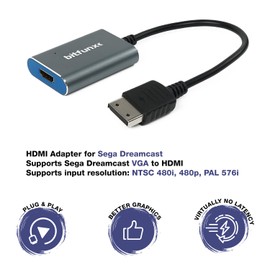 BITFUNX Sega Dreamcast HDMI Adapter - Supports Full Digital HDMI-Compatible Adapter, Plug & Play Video Game Adapter with No Lag, HDMI Converter Adapter for SEGA Dreamcast All Version Console