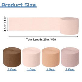 sourcing map 4 Roll 328 ft Crepe Paper Streamers, Wedding Decoration Streamers Party Decoration for Wedding Valentine's Day Festival Backdrop, Beige, Light Pink, Light Brown, Brown