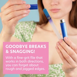 Bona Fide Beauty Glass Nail File with Case, Aqua Cobalt Czech Glass Fingernail Files Handcrafted from The EU