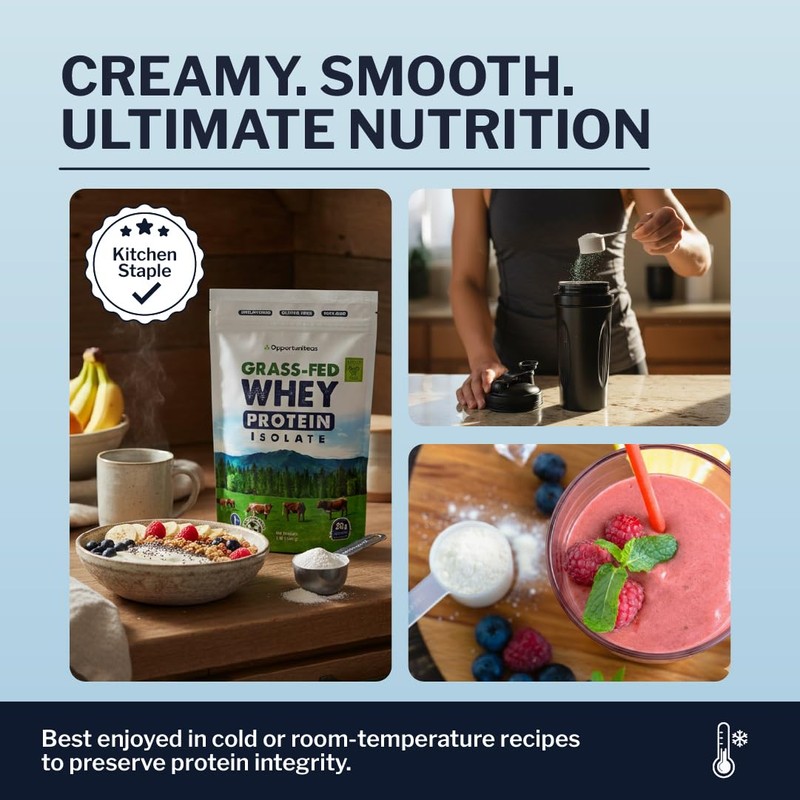 Opportuniteas Grass Fed Whey Isolate Protein Powder – Unflavored, Heavy-Metal
