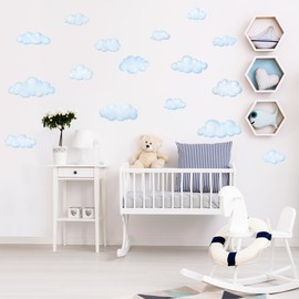 DECOWALL DS9-1702 Clouds Kids Wall Stickers Decals Peel and Stick Removable for Nursery Bedroom Living Room art murals decorations decor bathroom baby sun