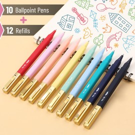 Mr. Pen- Aesthetic Pens, 10 Pack, Colorful Ink with Case and 12 Refills, Fast Dry, No Smear Bible Pens No Bleed Through, 0.7mm Fine Point Pen, Ballpoint Pens Ballpoint, Pens for Note Taking