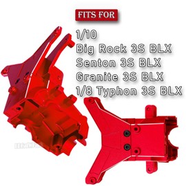 BRCatWPark RC Aluminum Front Rear Upper Gearbox Covers & Shock Tower Upgrades Part for 1/10 Granite/Senton/Big Rock 3S BLX(Mega550),1/8 Typhon 3S BLX(Mega550),Replace Part#AR320399,Red