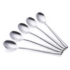 Korean long Handled soup spoon, Pack of 5,Bar Spoons Long,Silver,Set