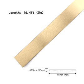 Gold Metalized Brushed Finish Molding Trim, Peel and Stick Strip for Mirror Frame, Wall, Fireplace and Home DIY Decoration (16.4 ft x 1.6 inch)