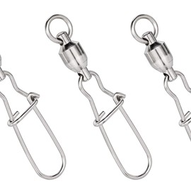 Dr.Fish 20PCS Fishing Ball Bearing Swivels with Duo Lock Snaps Stainless Steel High Strength Clip Fishing Tackle for Saltwater Freshwater Fishing