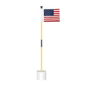 KINGTOP Miniature Golf Flagstick, Practice Putting Green Flags for Yard, Golf Pin Flag Hole Cup Set, Portable 2-Section Design with US Flag, 3ft Pole, 1-Pack