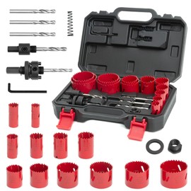 RKK 20 PCS Hole Saw Kit, HSS Bi-Metal Hole Cutter with Pilot Drill Bit for Wood Plastic and Metal
