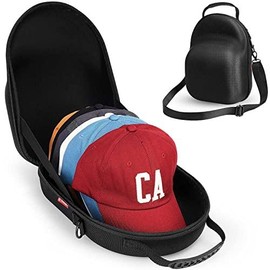 Hat Travel Case, Hard Hat Case for Baseball Caps, Hat Storage for Travel with Carrying Handle & Shoulder Strap, Hat Organizer Protects Up to 6 Hats, Perfect for Travel & Home Storage - Black - Color: Black