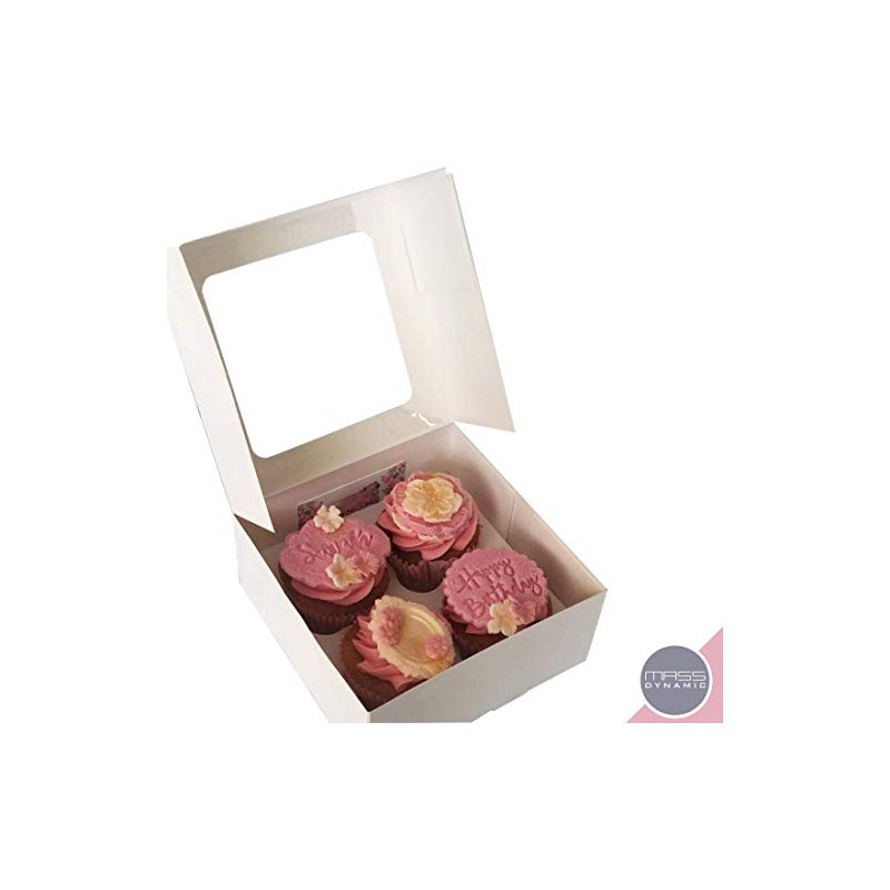 MASS DYNAMIC 10 Pack 4 Holes White Cupcake Boxes –