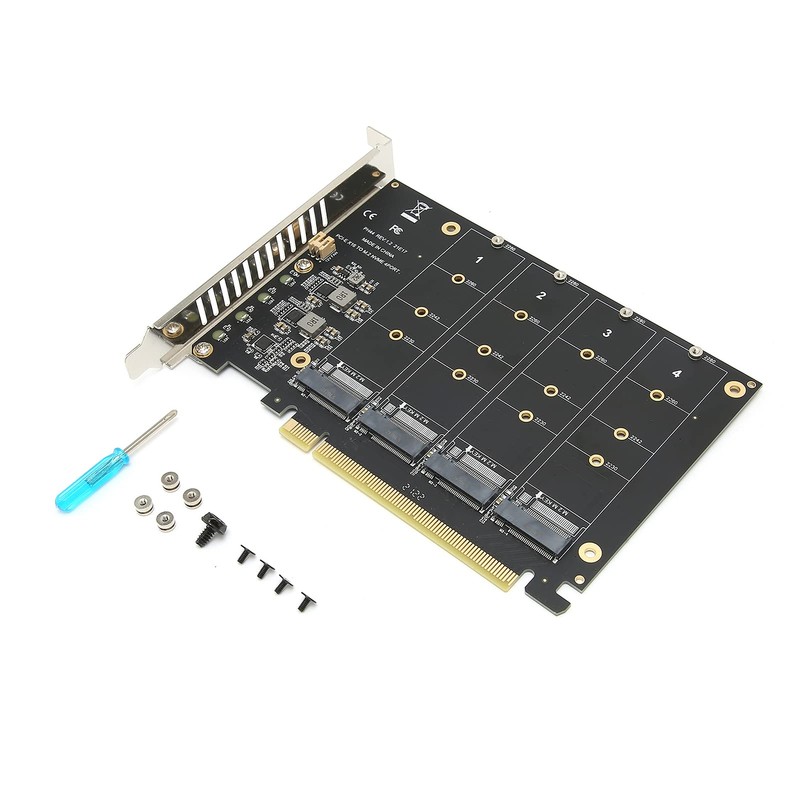 M.2 NVMe SSD to PCIE X16 Adapter Card, 4 Port