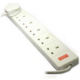 kenable Surge Protected 6 Gang Way Mains Extension Socket UK 13A White 5m [5 metres]