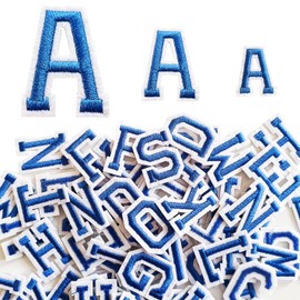Zlettery 1.3 inch Iron on Letter Patches 78 Pieces, A-Z Embroidered Alphabet Patches for Clothing Jackets Hats Backpacks Jeans Blue