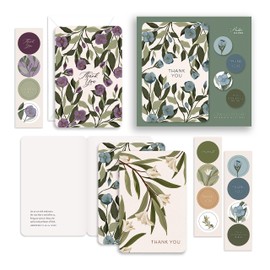 Cultivate Gratitude Series 1 -Assorted Thank You Note Cards - Set of 12 - Printed Textured Art Paper, Illustrated Floral Designs, Cards with Bible Verses Inside, Matching Stickers and Envelopes, 3.5" x 5.25"