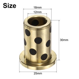 QUARKZMAN Pack of 4 Flange Sleeve Bearings 12 mm Bore x 18 mm Outer Diameter x 30 mm Height, Wrapped Oil-Free Flange Bushings Brass Graphite, Oil-Free Lubricating Cast Brass Bearing