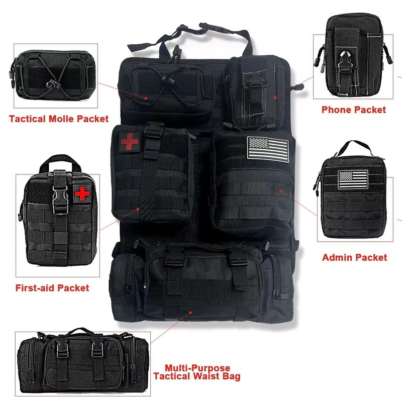BEATUNEE Universal Tactical Front Seat Back Organizer with 5 detachable