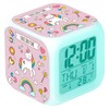 Cisixin Digital Alarm Clock Unicorn Colourful Square Girls LED Illuminated