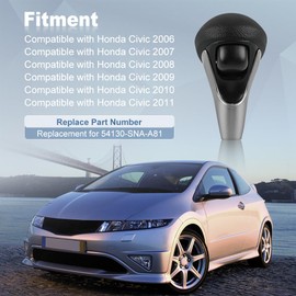 JDMON Automatic Gear Shift Knob Head Lever Compatible with Honda Civic 2006 2007 2008 2009 2010 2011 Shifter Knob Handle Lever Replace 54130-SNA-A81