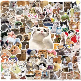227Pcs Cute Cat Meme Stickers, Funny Animal Stickers forJournaling Water Bottles Vinyl Waterproof Laptops Guitars Suitcases Ideal Sticker for Kids Teens and Adults