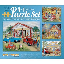 Bits and Pieces – 4-in-1 Multi-Pack Large 500 Piece Jigsaw Puzzles for Adults – Jigsaw Puzzle Set Bundle by Artist Kay Lamb Shannon, Completed Puzzle Size: 16" x 20"