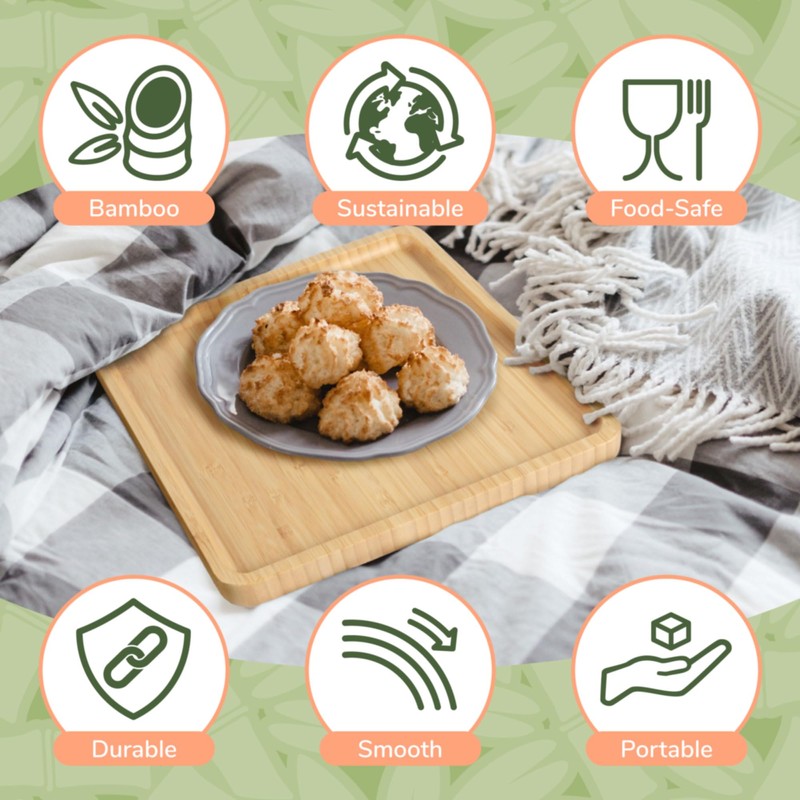 BambooMN Square Bamboo Serving Tray - 9x9 - Vertical Tray