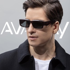 AVAWAY Acetate Rectangle Polarized Sunglasses for Men Cool Uv Protection Wide Arm Category 3 Sun Shades Sunnies