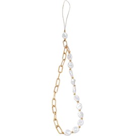 DPWOUM Mobile Phone Lanyard Metal Chain Pearl Beaded Phone Charms Lanyard Strap Universal Chain, Wrist Strap Anti Lost Phone Charm Strap Phone Decorations Charm Keychain