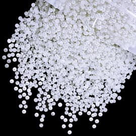 qiipii 7200PCS 3mm Small Pure White Round Half Round Pearls for Crafting Imitation Loose Flatback Beads Gems for Nails Face Eyes Makeup Wedding Tumblers Bottles Crafts Bedazzling Clothes Shoes Phones
